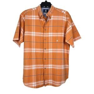 Twenty X shirt men’s Button-down short sleeve orange plaid Great condition!